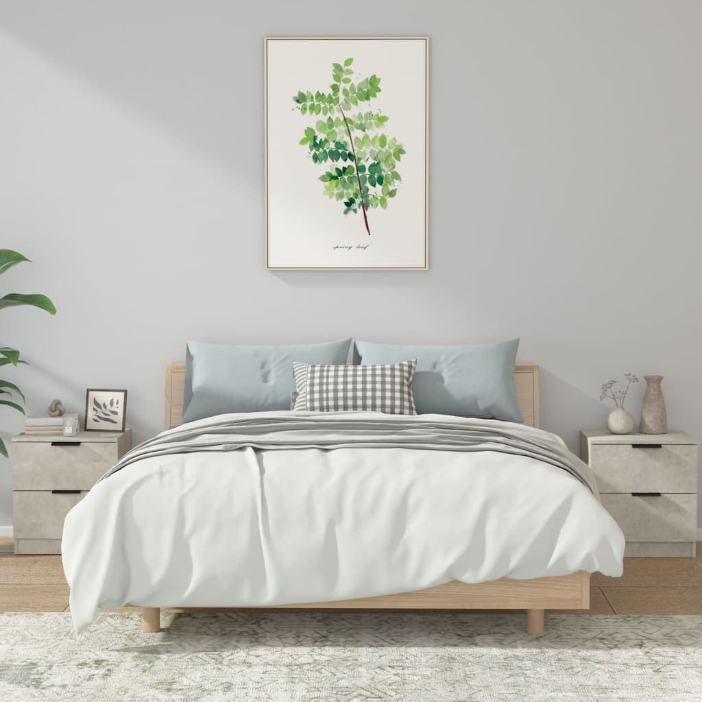 vidaxl noptiere 2 buc gri beton lemn prelucrat