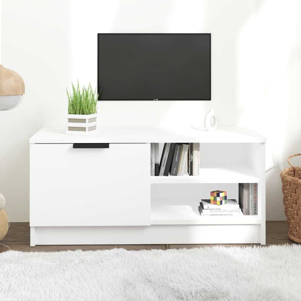 vidaXL Comoda TV, alb, 80x35x36,5 cm, lemn prelucrat