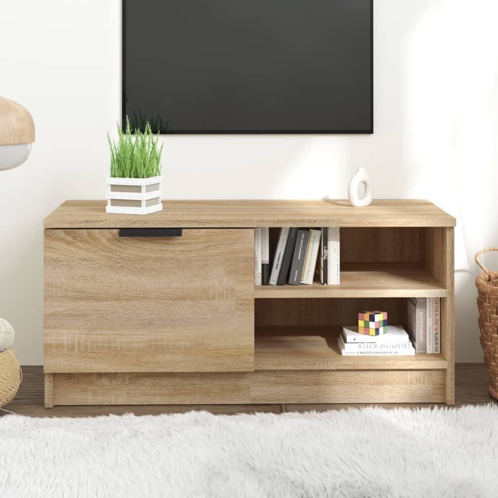 vidaXL Comoda TV, stejar sonoma, 80x35x36,5 cm, lemn prelucrat