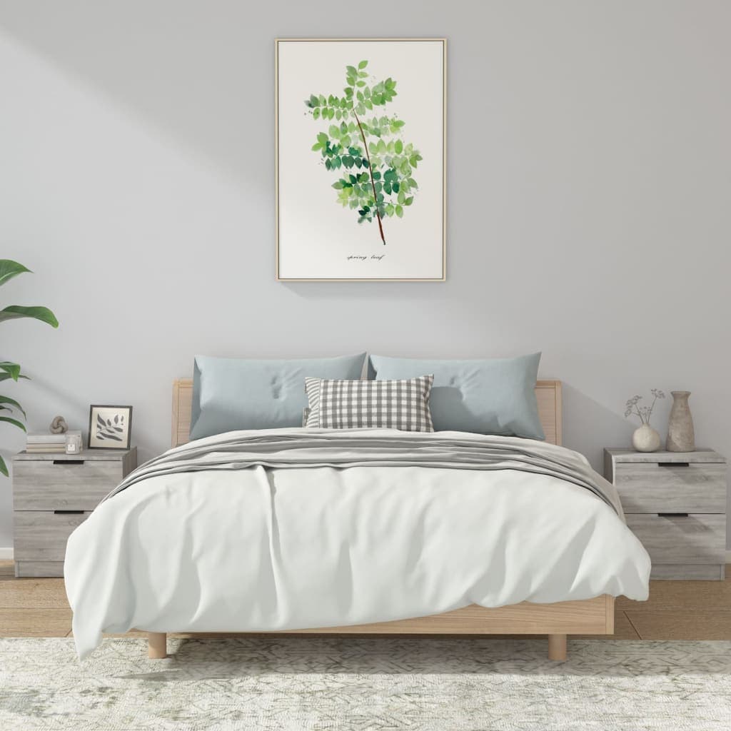 vidaxl noptiere de perete 2 buc gri sonoma lemn prelucrat