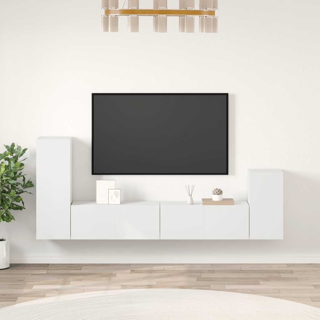 vidaXL Set dulap TV, 4 piese, alb, lemn prelucrat