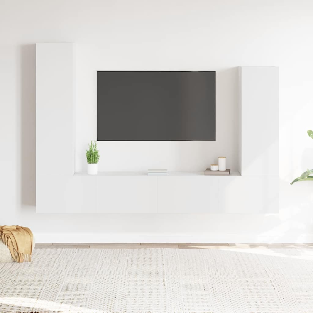 vidaXL Set dulap TV, 4 piese, alb, lemn prelucrat