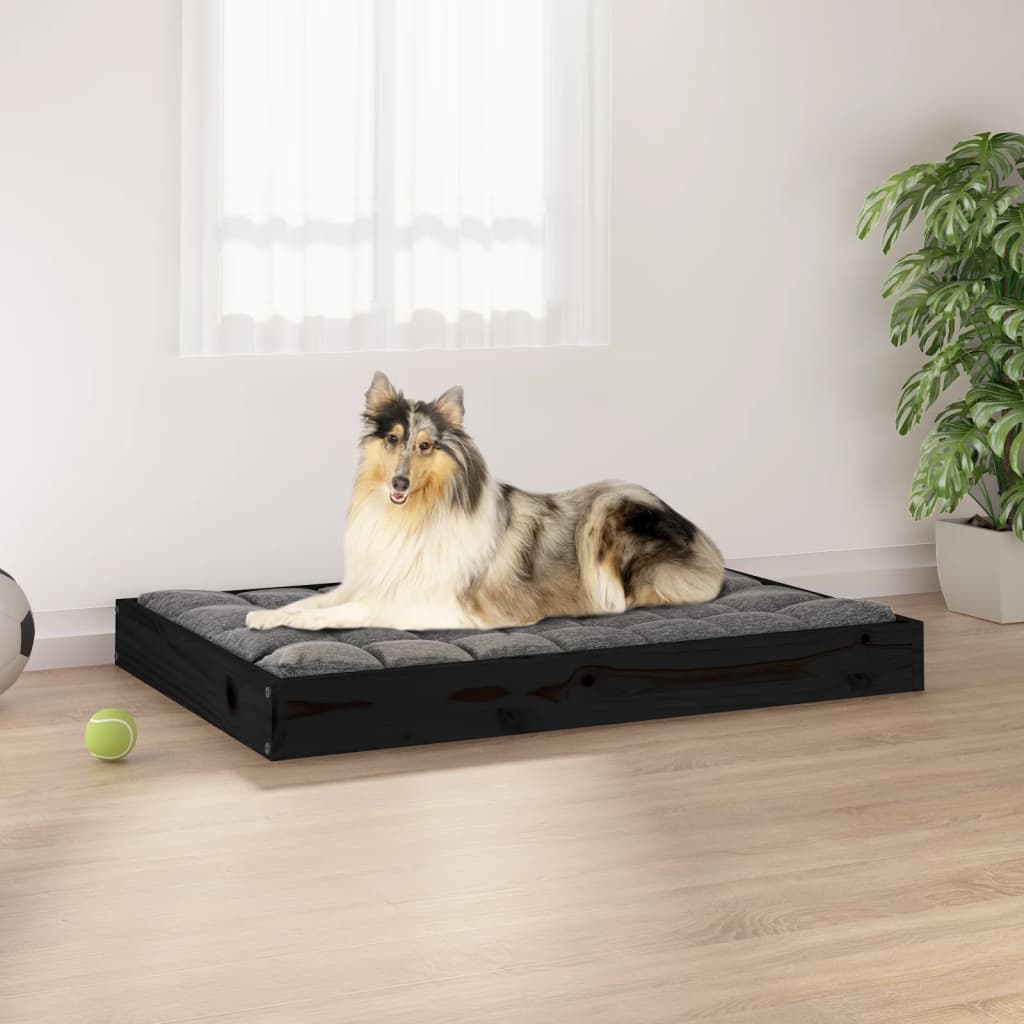 vidaXL Pat pentru caini, negru, 91,5x64x9 cm, lemn masiv de pin