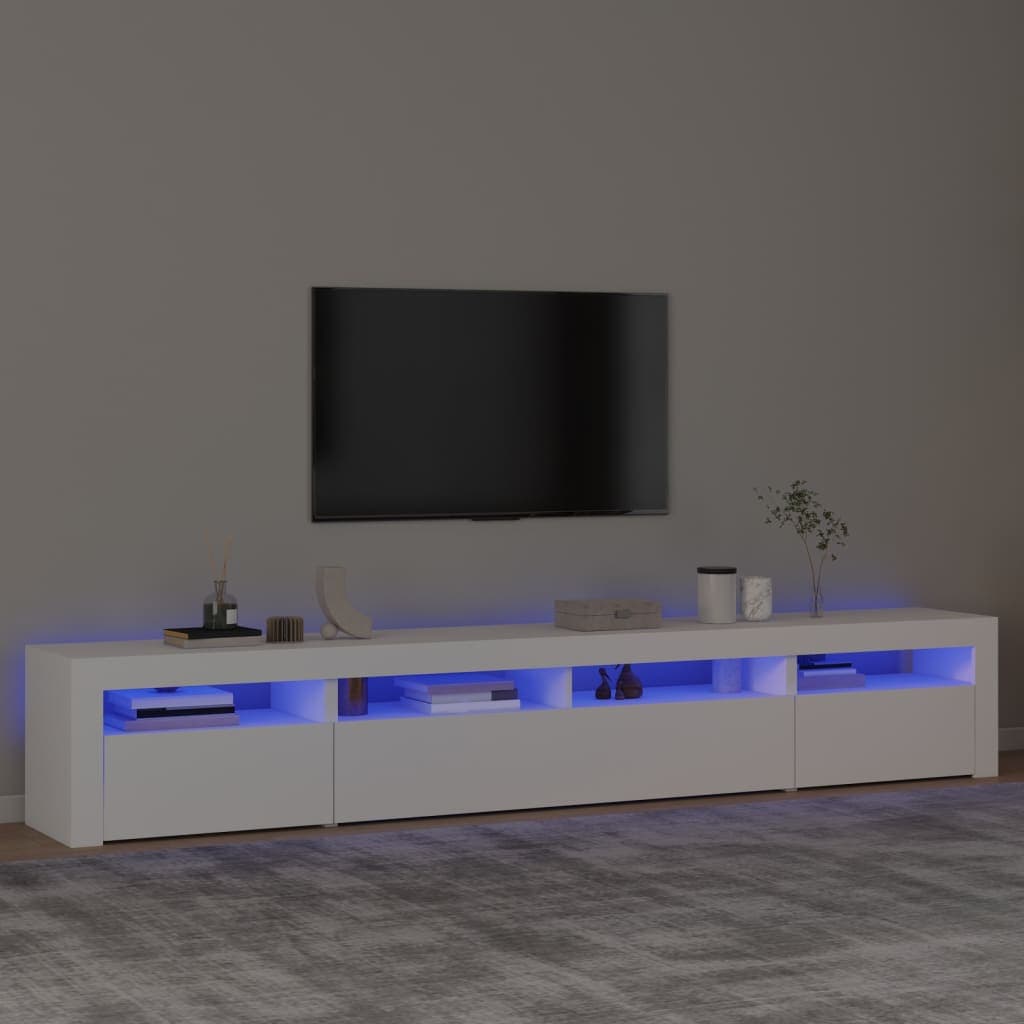 vidaxl comoda tv cu lumini led alb 240x35x40 cm