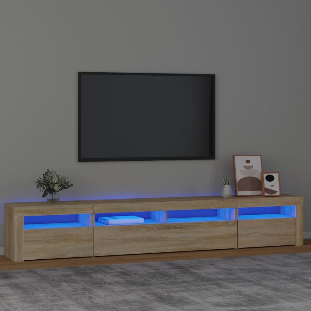 vidaxl comoda tv cu lumini led stejar sonoma 240x35x40cm