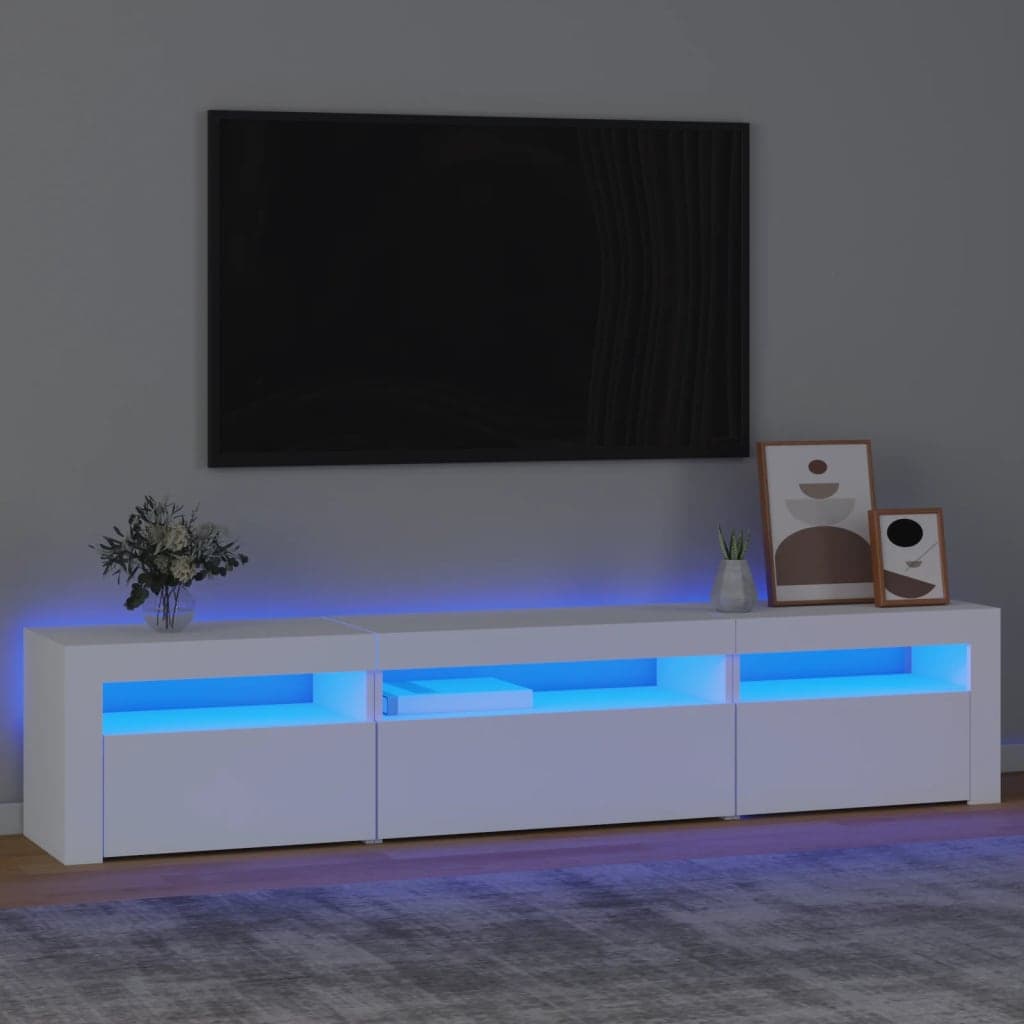 vidaXL Comoda TV cu lumini LED, alb, 195x35x40 cm