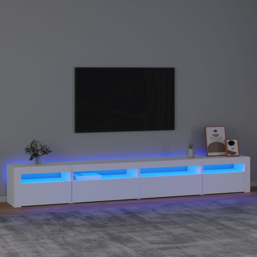 vidaXL Comoda TV cu lumini LED, alb, 270x35x40 cm