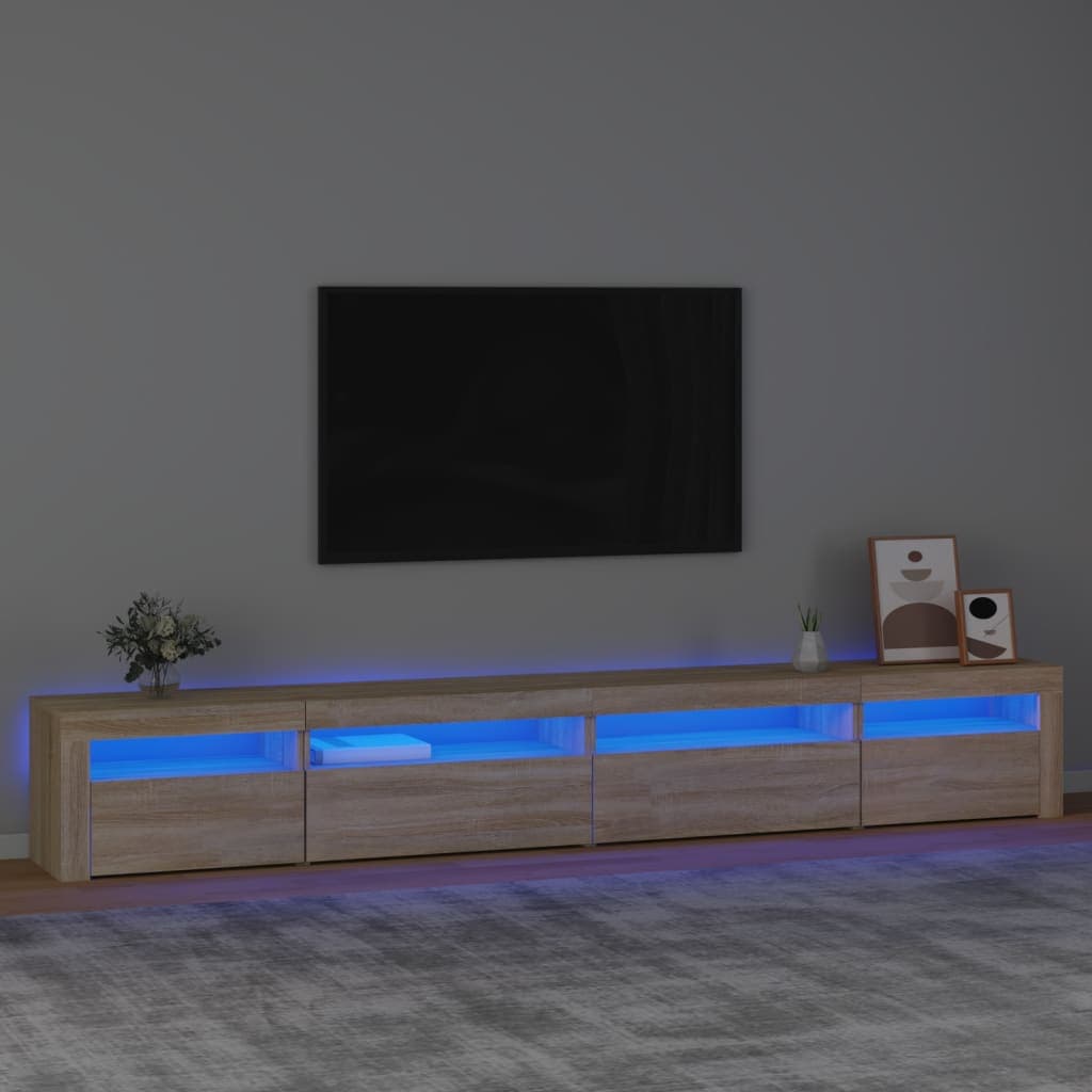 vidaXL Comoda TV cu lumini LED, stejar sonoma, 270x35x40 cm
