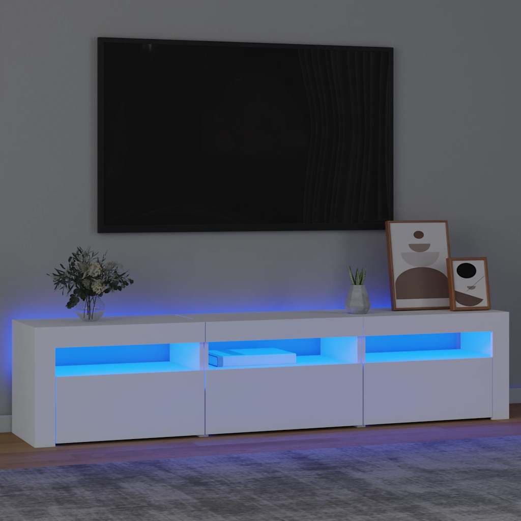 vidaXL Comoda TV cu lumini LED, alb, 180x35x40 cm