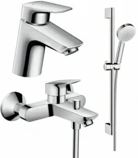 Set baterii 3in1 Hansgrohe Logis NEW cu baterie de lavoar, cada si set de dus