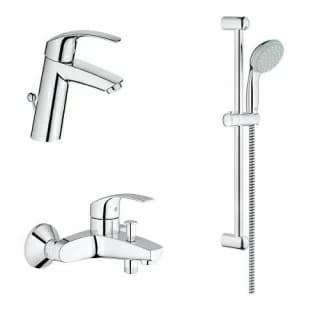 Set PROMO 3in1 Grohe Eurosmart M Size baterie lavoar, baterie cada si set dus