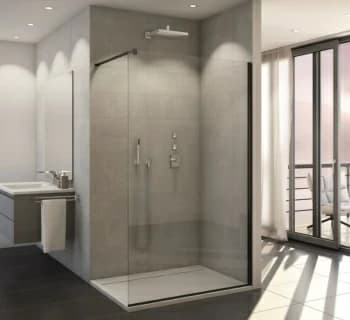 Cabina dus Walk-in SanSwiss Easy 800 x H2000 mm, profil negru mat