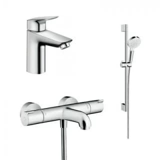 Set PROMO baterii Hansgrohe Ecostat, baterie lavoar, baterie cada si set de dus