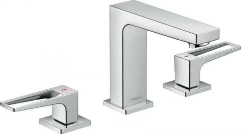 Baterie lavoar Hansgrohe Metropol 110 din 3 elemente, ventil push-open cu levier decupat
