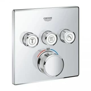 Baterie dus Grohe Grohtherm Smartcontrol termostatata cu 3 iesiri, patrata
