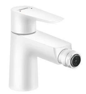 Baterie bideu Hansgrohe Talis E alb mat, cu ventil pop-up