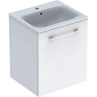 Set PROMO mobilier baza suspendat si lavoar Geberit Selnova Square alb lucios 55x50xH65 cm