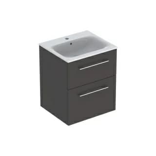 Set PROMO mobilier baza suspendat si lavoar Geberit Selnova Square doua usi antracit 55x50xH65 cm