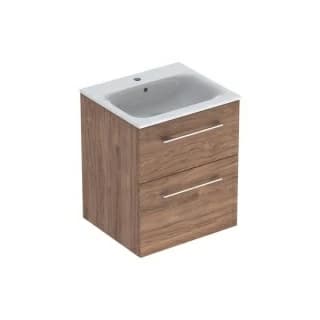Set PROMO mobilier baza suspendat si lavoar Geberit Selnova Square doua usi maro 55x50xH65 cm