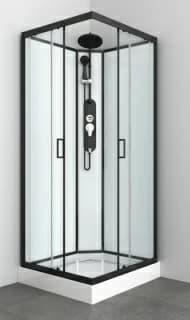 cabina de dus completa hidromasaj sanotechnik quickline epic black 90x90xh235 cm patrata