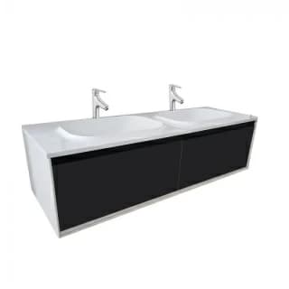 Set PROMO mobilier si lavoar Kolpasan Pandora negru 150 cm