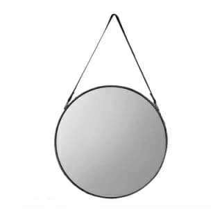 Oglinda Fluminia Mona cu margine din piele neagra 60 cm