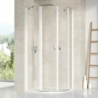 cabina dus semirotunda ravak chrome 80x80xh195 cm profil alb