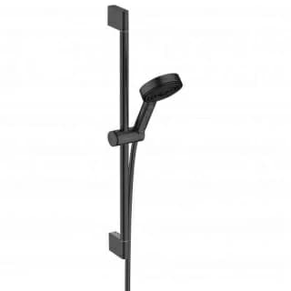 Set dus Hansgrohe Pulsify Select 105 Relaxation cu bara 65 cm, porter si furtun negru mat