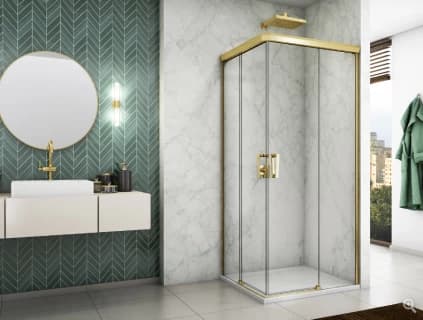 Cabina dus culisanta SanSwiss Cadura CAE2, 90x90 cm profil auriu