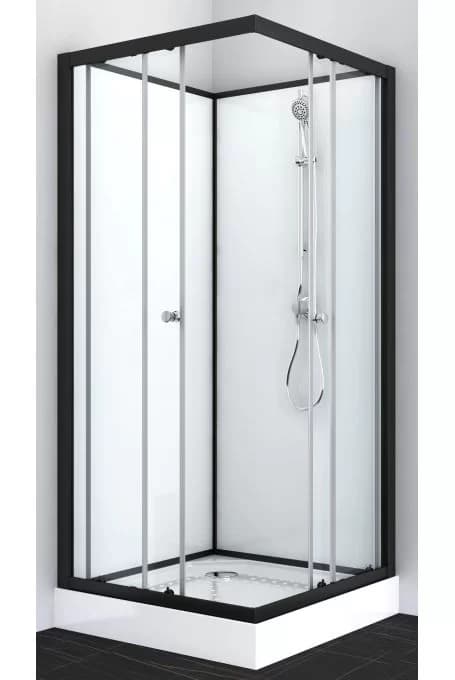 Cabina dus Sanotechnik Uni2, 90x90xH205 cm profil negru-mat
