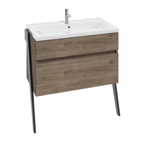 Baza lavoar pe pardoseala Defra Op-Arty 2 sertare 83.5x40.2 cm nuc rockford natur