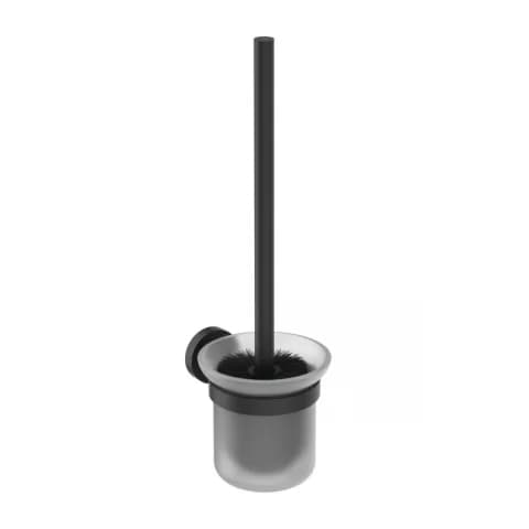 Perie WC cu suport negru mat Ideal Standard IOM si sticla mata