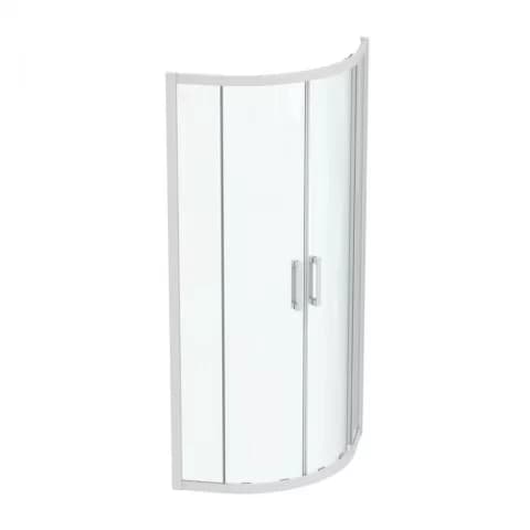 Cabina de dus semirotunda Ideal Standard Connect 2 80x80 cm cu usi culisante si profil alb mat