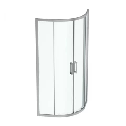 Cabina de dus semirotunda Ideal Standard Connect 2 90x90 cm cu usi culisante si profil argintiu