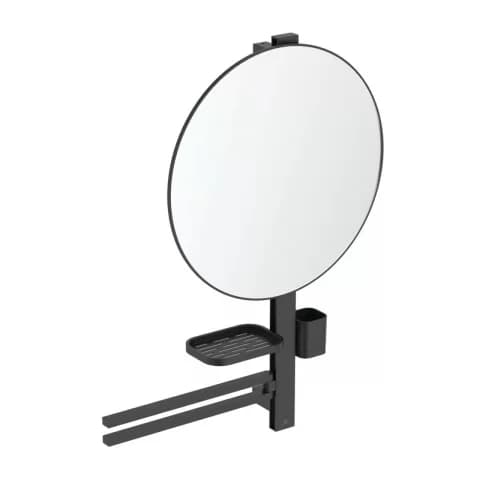 oglinda cu etajera si bara dubla ideal standard alu l negru mat