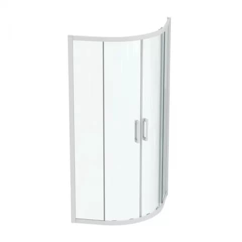 Cabina de dus semirotunda Ideal Standard Connect 2 90x90 cm cu usi culisante si profil alb mat