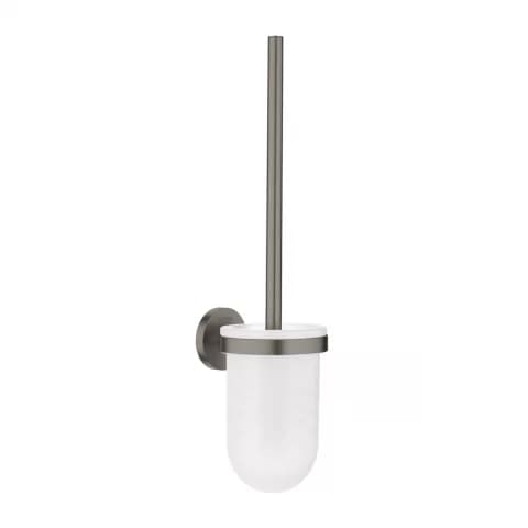 Perie WC din sticla mata Grohe Essentials cu suport antracit periat Hard Graphite