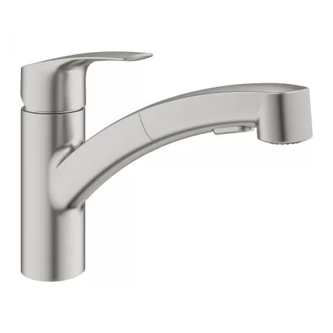 Baterie bucatarie cu dus extractibil Grohe Eurosmart crom mat Supersteel