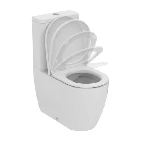 Set PROMO vas WC pe pardoseala Ideal Standard Ellisse Rimless cu capac alb softclose si rezervor