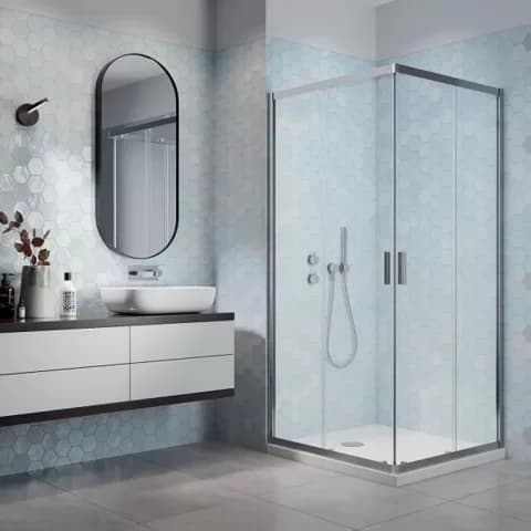 Cabina de dus patrata Radaway Alienta C cu usi culisante 80x80 cm crom lucios