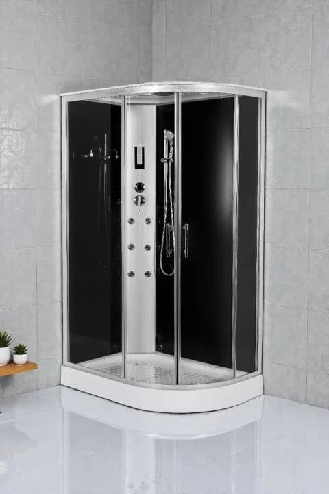 Cabina de dus completa Intense Black, 120x80x210cm, colt stanga