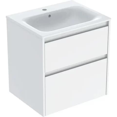 Set lavoar si mobilier Geberit Selnova Square cu doua sertare, 60x48x62 cm, alb lucios