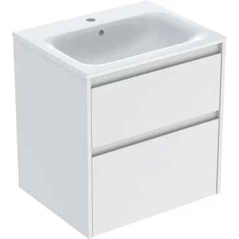 Set lavoar si mobilier Geberit Selnova Square cu doua sertare, 60x48x62 cm, alb mat