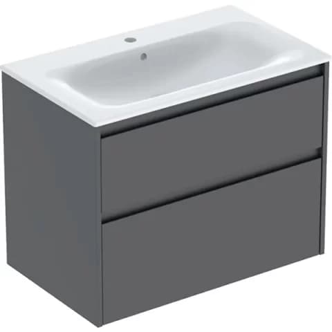 Set lavoar si mobilier Geberit Selnova Square cu doua sertare, 80x48x62 cm, lava mat