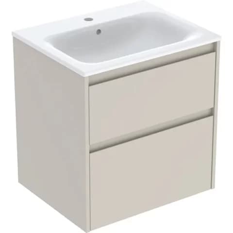 Set lavoar si mobilier Geberit Selnova Square cu doua sertare, 60x48x62 cm, gri nisip mat