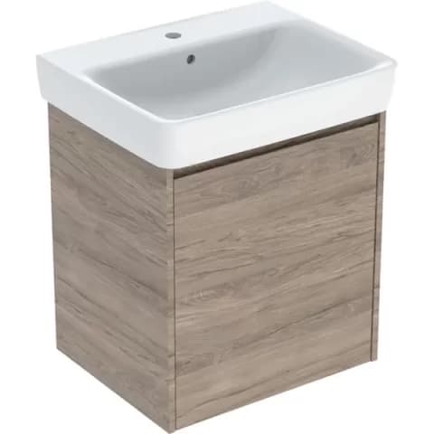 Set lavoar si mobilier Geberit Selnova Square, 60x48x70 cm, nuc hicori