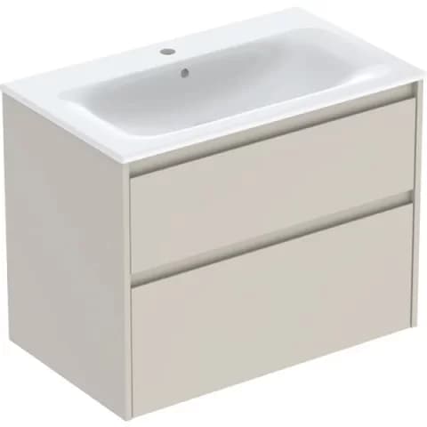 Set lavoar si mobilier Geberit Selnova Square cu doua sertare, 80x48x62 cm, gri nisip mat