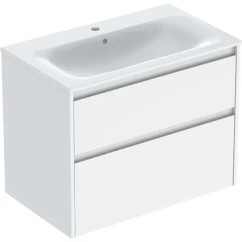 Set lavoar si mobilier Geberit Selnova Square cu doua sertare, 80x48x62 cm, alb lucios