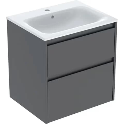 Set lavoar si mobilier Geberit Selnova Square cu doua sertare, 60x48x62 cm, lava mat