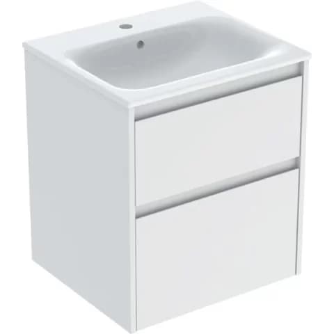 Set lavoar si mobilier Geberit Selnova Square cu doua sertare, 55x48x62 cm, alb mat